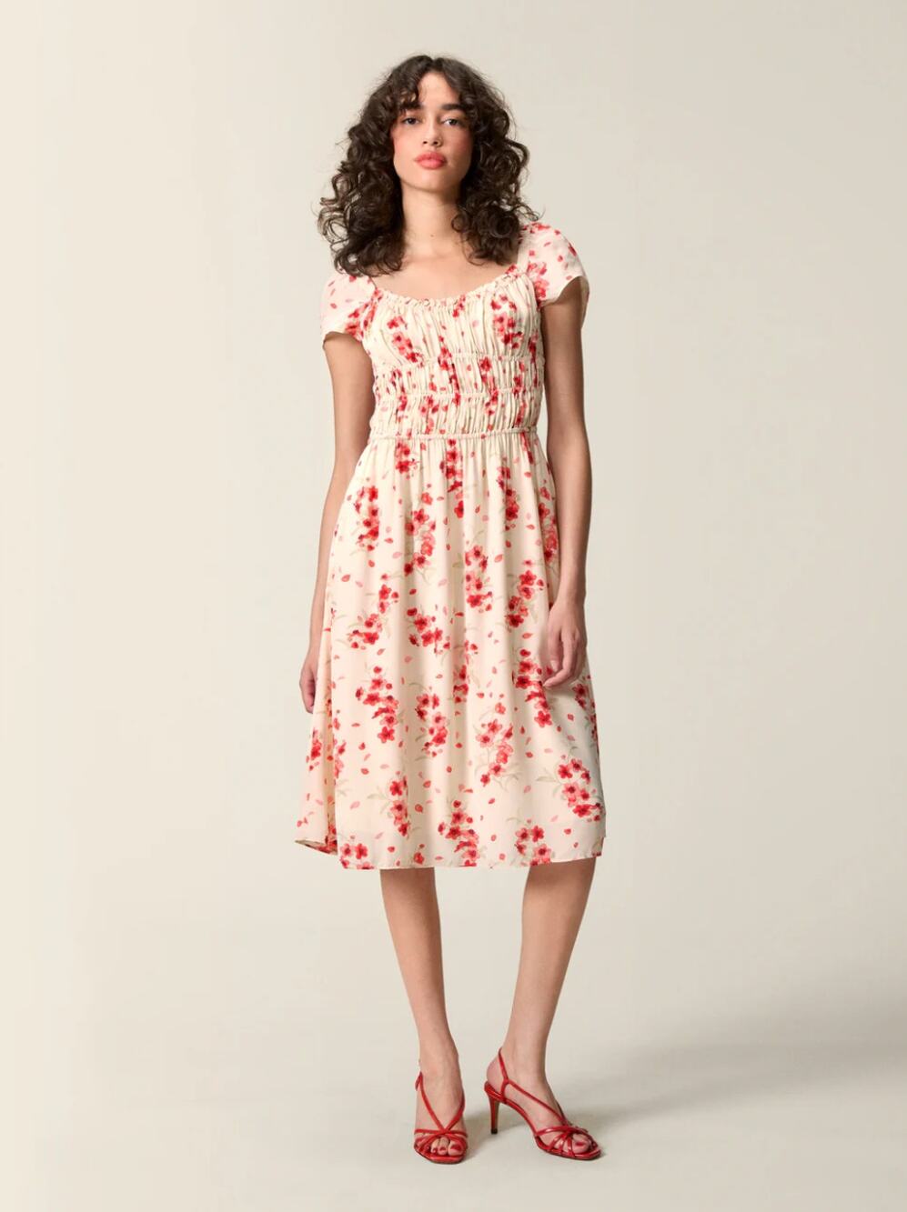 ROUJE x J. CREW Reverie Dress in Vintage Floral Ivory Pink Sz M NWT $248 {SS26}